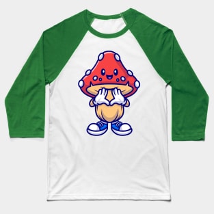 Happy Cute Mushroom Cartoon Baseball T-Shirt